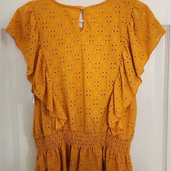 Perseption Concept Yellow Eyelet Top - Picture 2 of 4